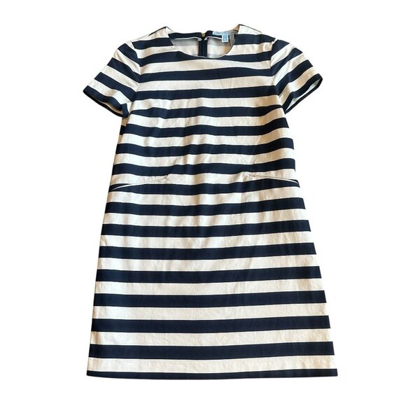 Draper James White Navy Stripe Shift Dress Nautical Vacation Travel Size 6 Women - Picture 1 of 10